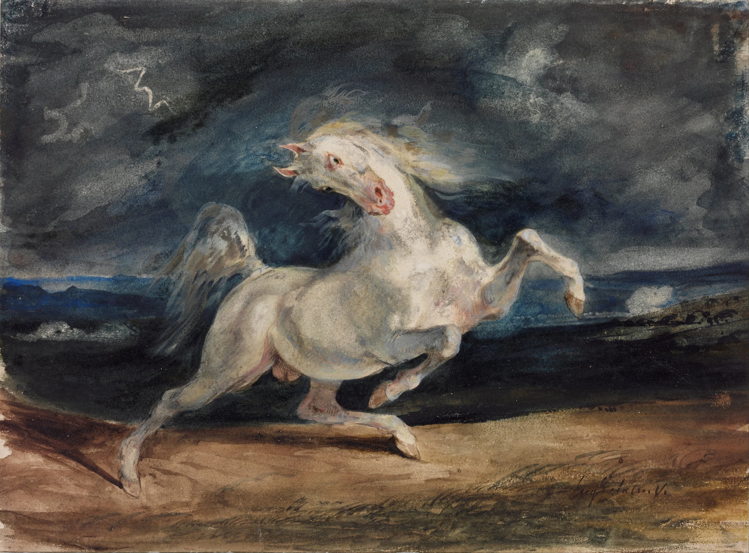 Eugène Delacroix, Horse Frightened by a Storm, 1824, Museum of Fine Arts, Budapest.