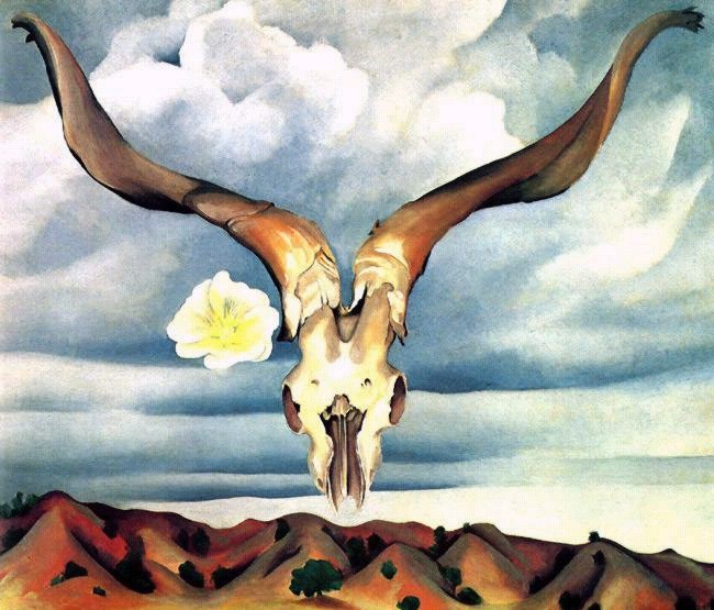 Georgia O'Keeffe, Ram's Head White Hollyhock and Little Hills , 1935, The Brooklyn Museum.