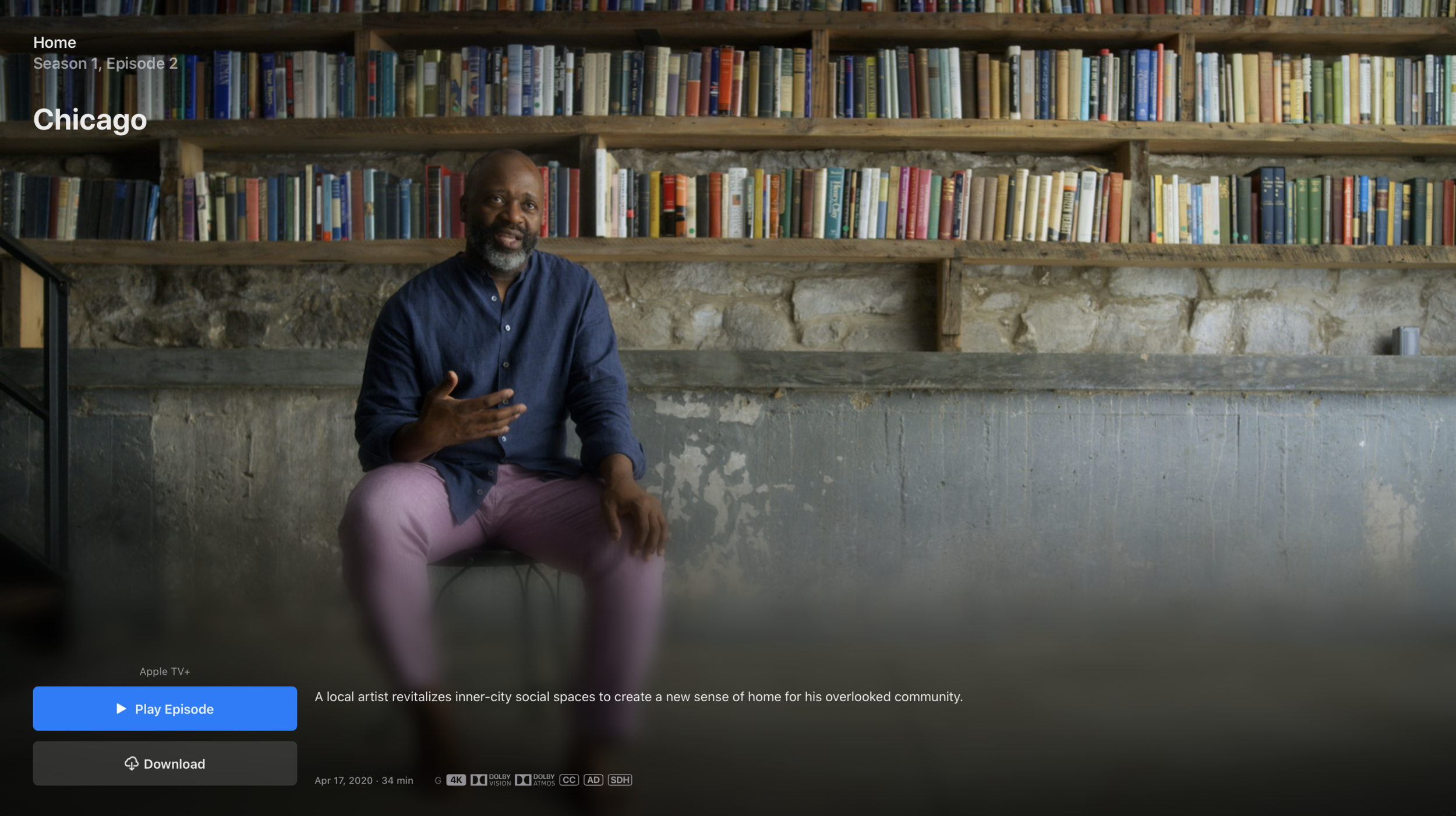 Screengrab from Apple TV+. Home - Season 1, Episode 2 featuring Theaster Gates.