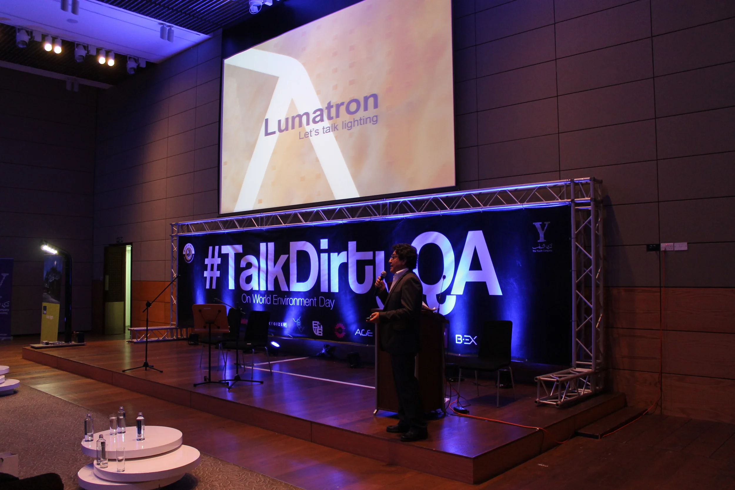 Lumatron Qatar participates in the previous #TalkDirtyQa by The Youth Company. Mr. Talal Wehbe is one of the respectable speaker to talk about environmental day which he previewed the use of intergrated solar solution & introduce HEI Solar.