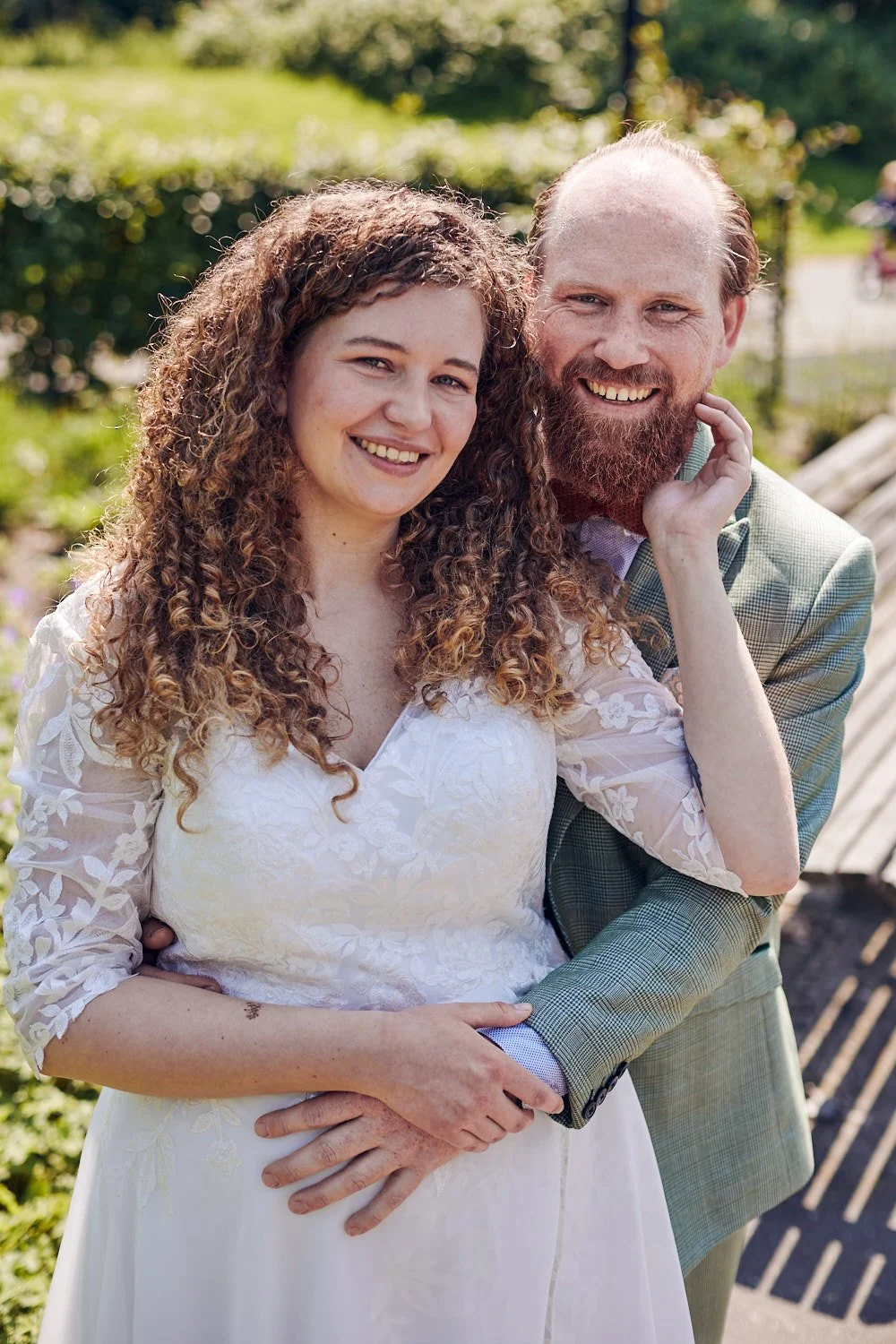 Portrait of bride and groom.