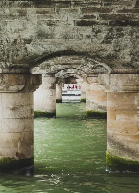View under a bridge on the Seine.