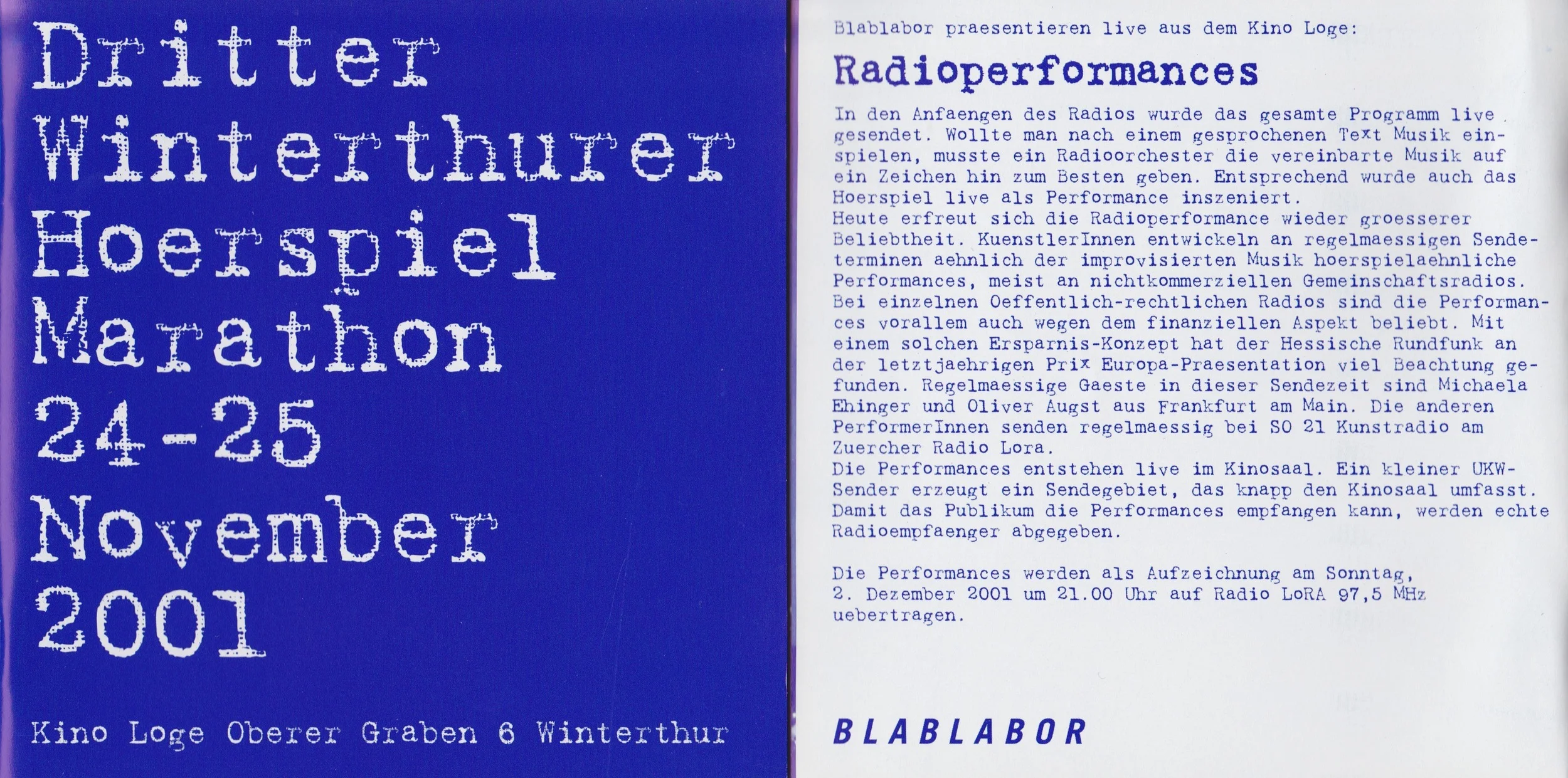 DRITTER WINTERTHURER HÖRSPIELMARATHON