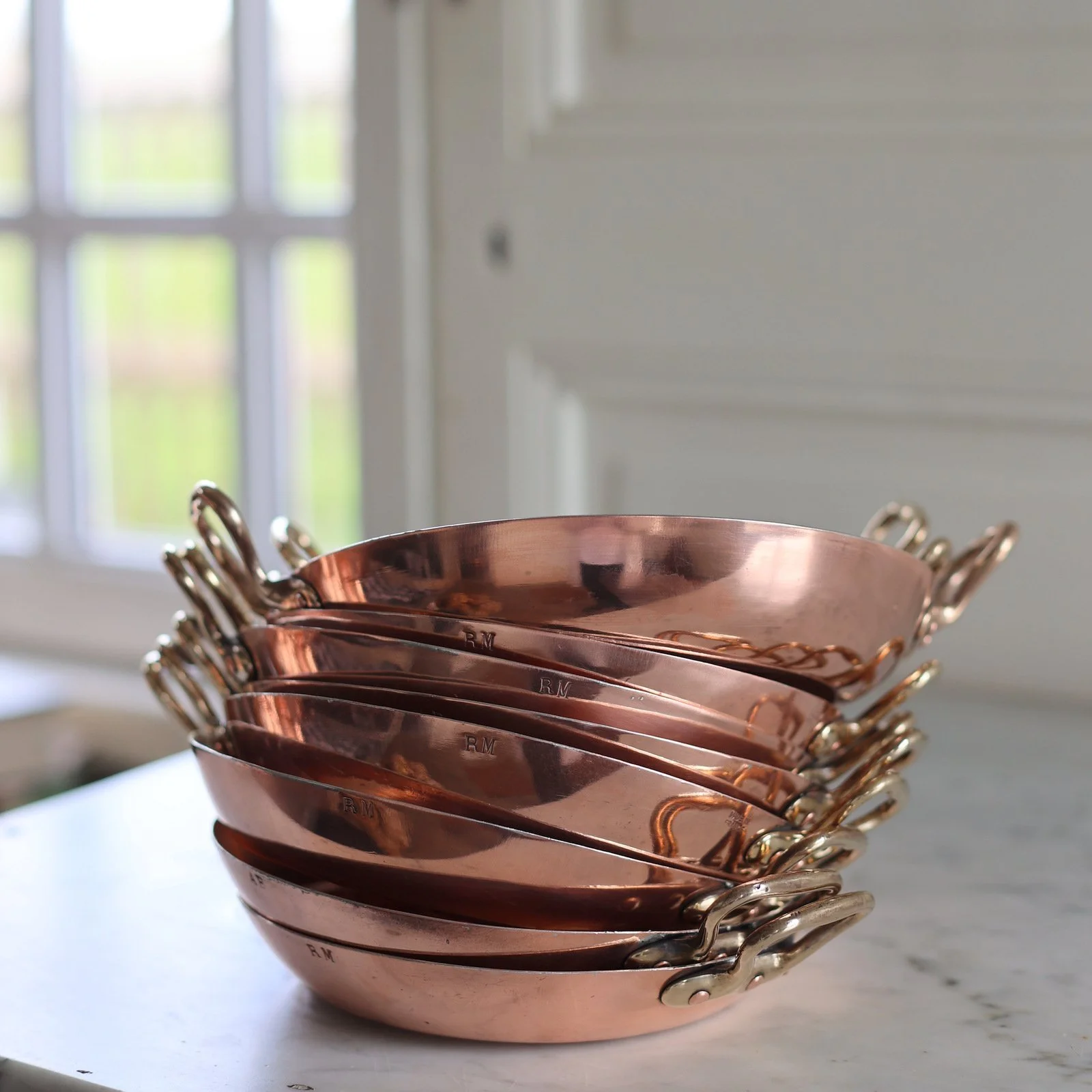 Traditional Copper Round Gratins - Double Handles