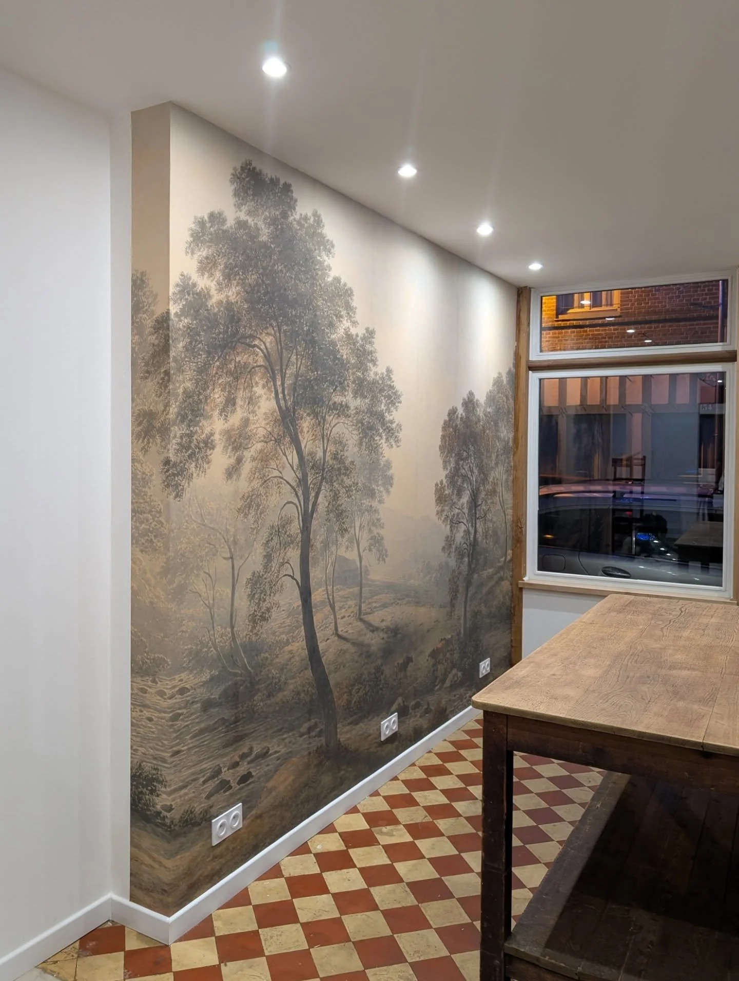 The mural paper is up in our new store space and we couldn't be happier. It's something I visualized on our second visit and ordered it as soon as we signed the lease.

Seeing it come together has buffered the stress of winding down one business and 