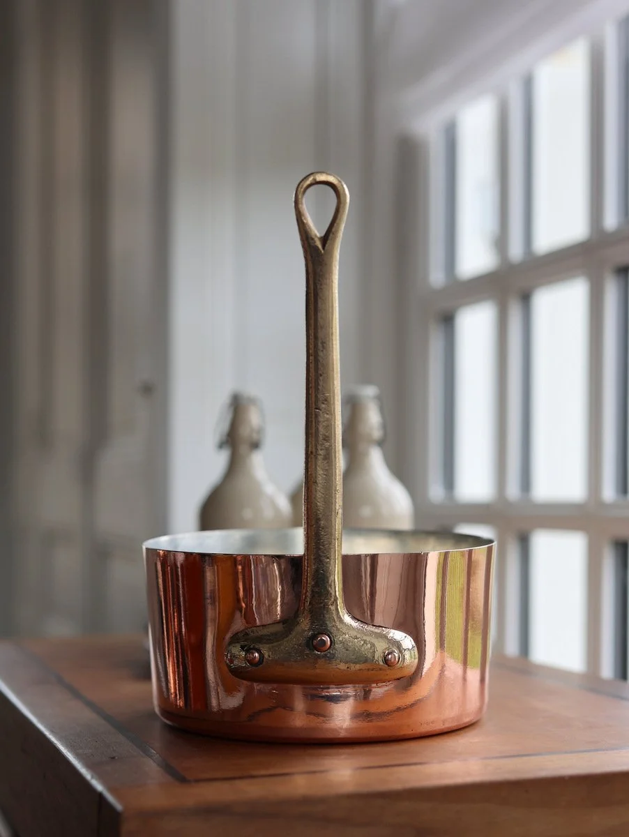 Antique French Copper Saucepan – Upright Handle, Professional Chef’s Pot