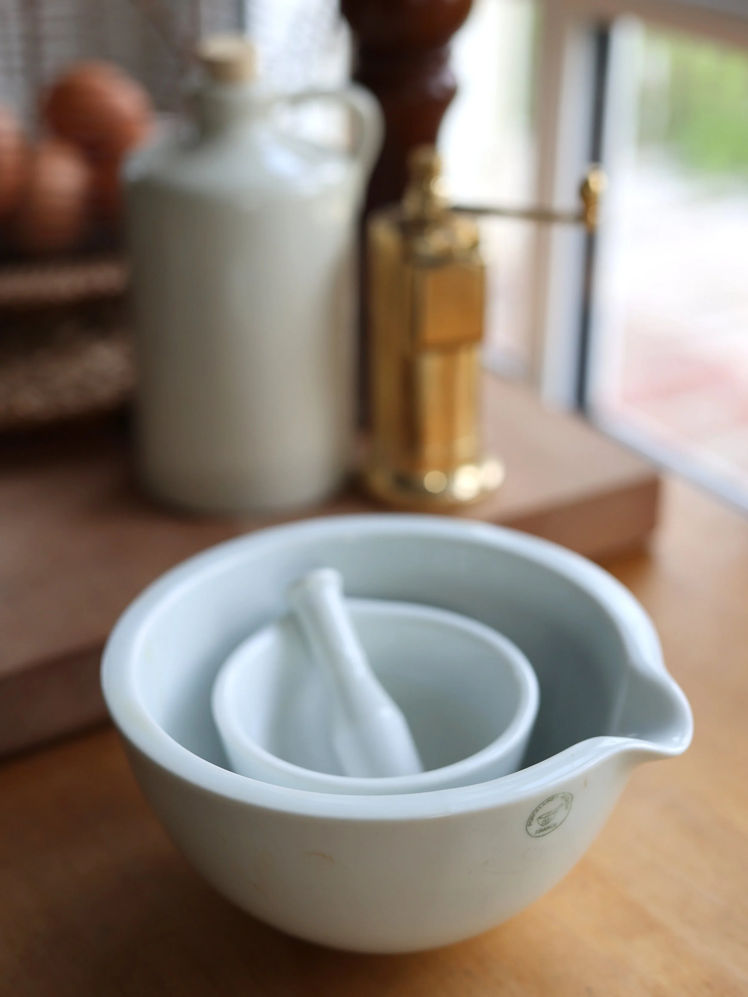 Ironstone Mixing Bowl & Mortar and Pestel Set