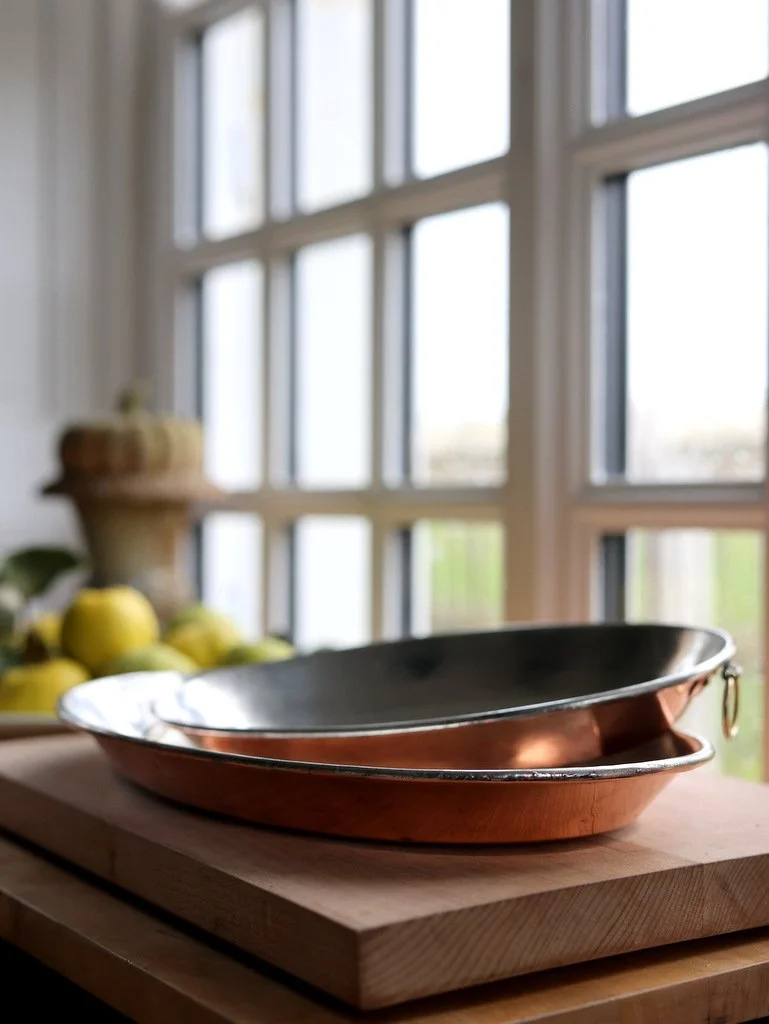 Antique French Copper Rolled-Rim Roasting Pans — Choose Your Size