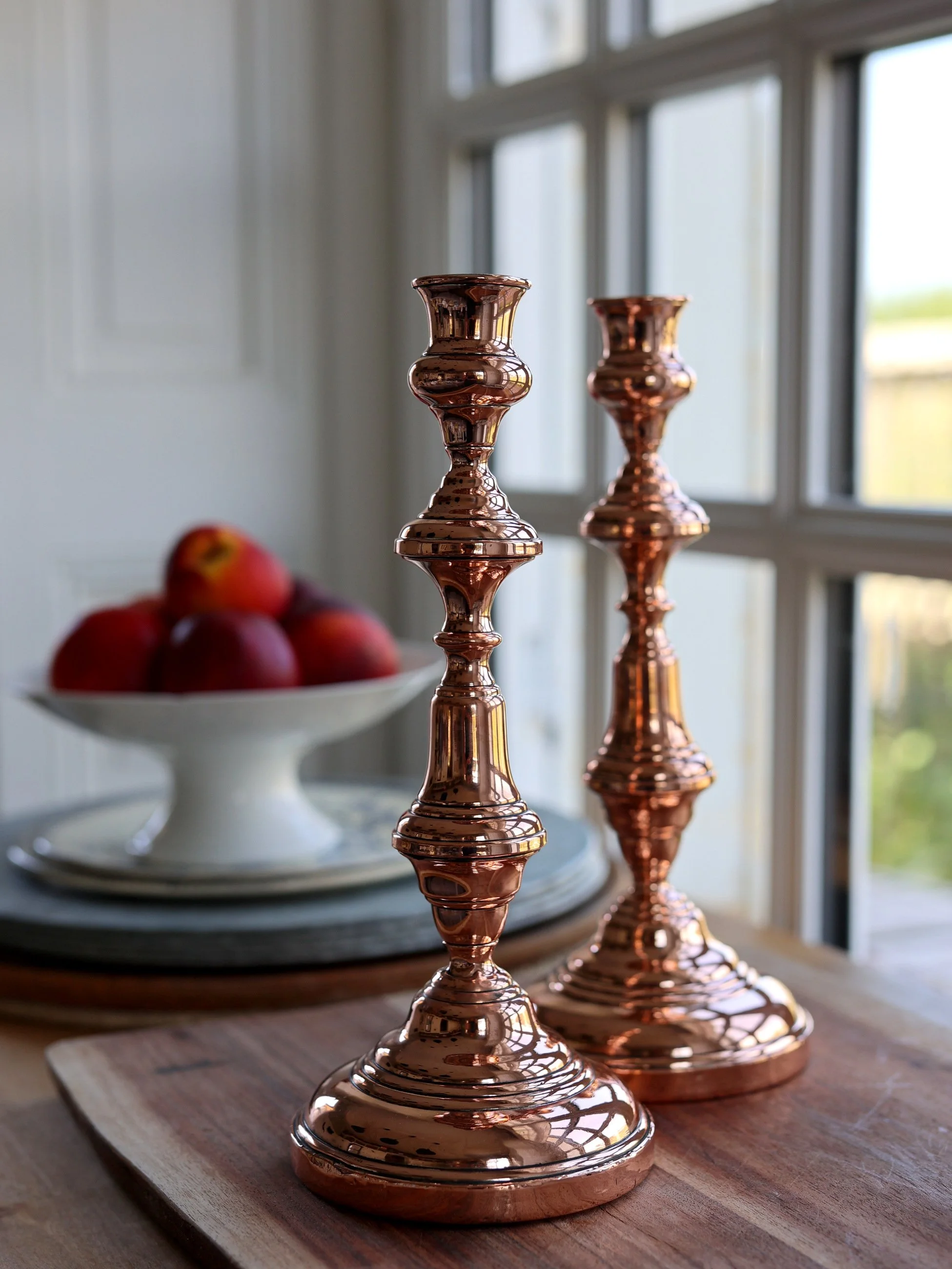 Pair of Early 19th-Century French Copper Candlesticks