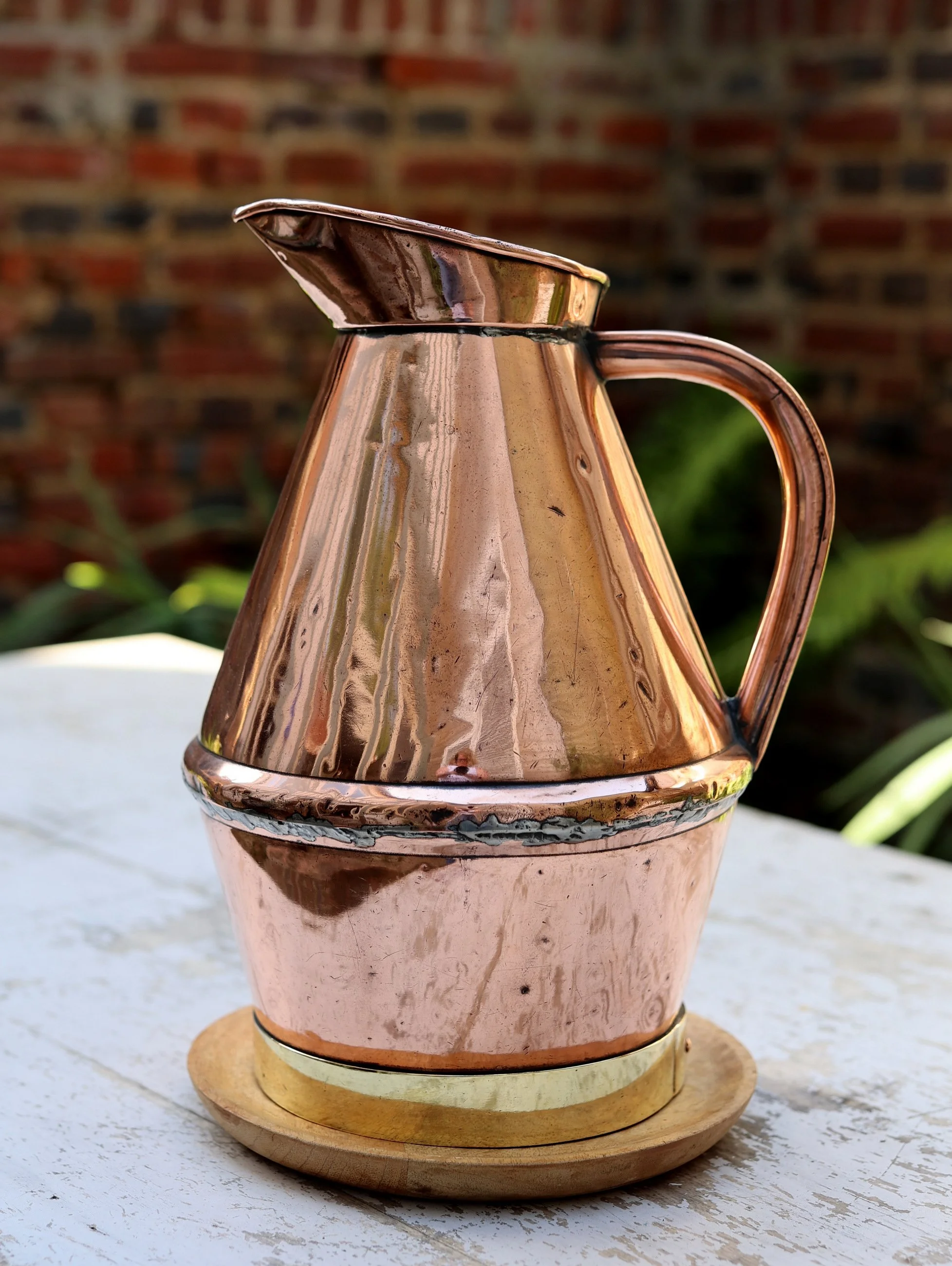 Large Antique French Copper Farm Pitcher
