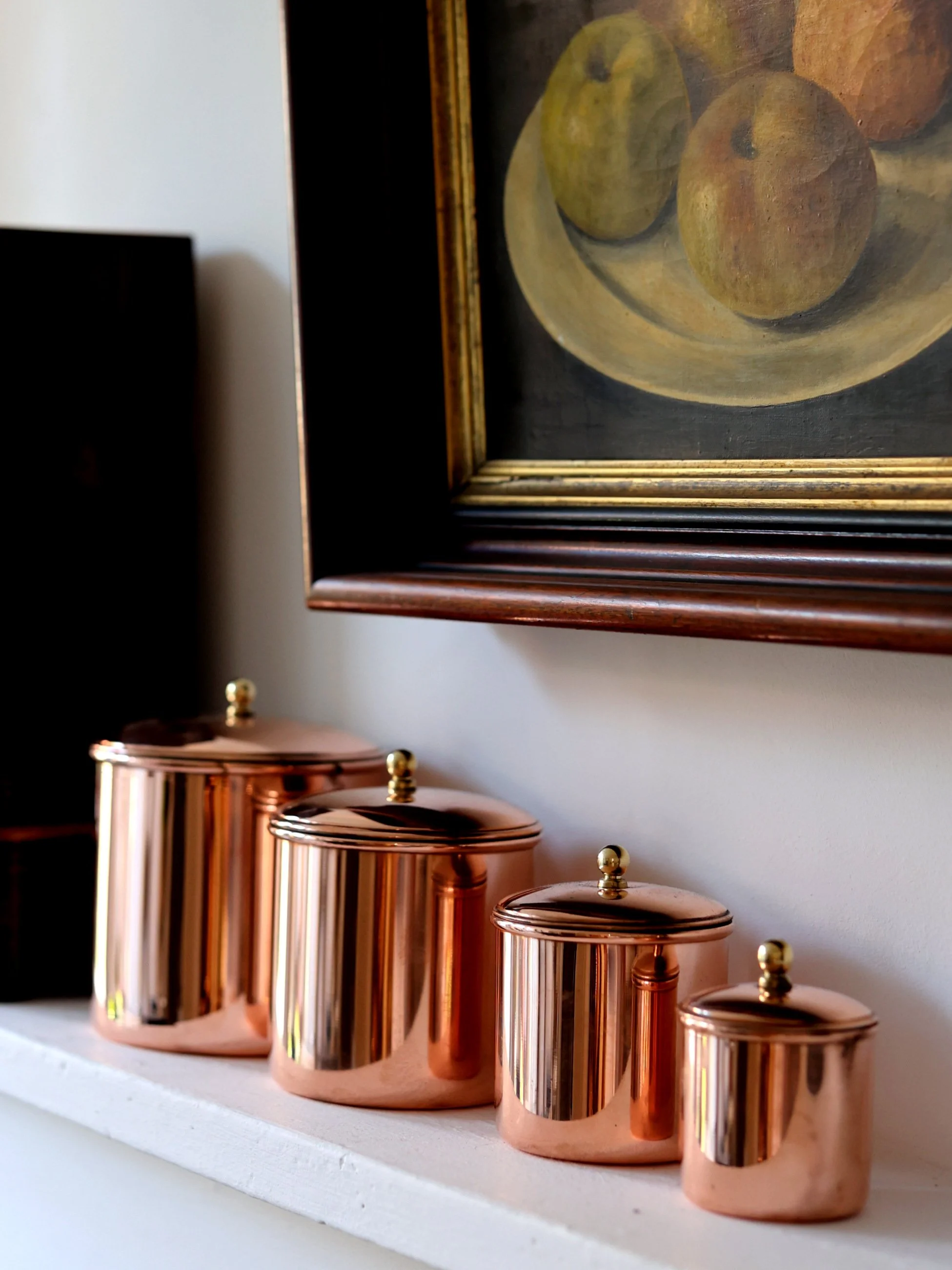 Set of Four Copper Canisters with Covers