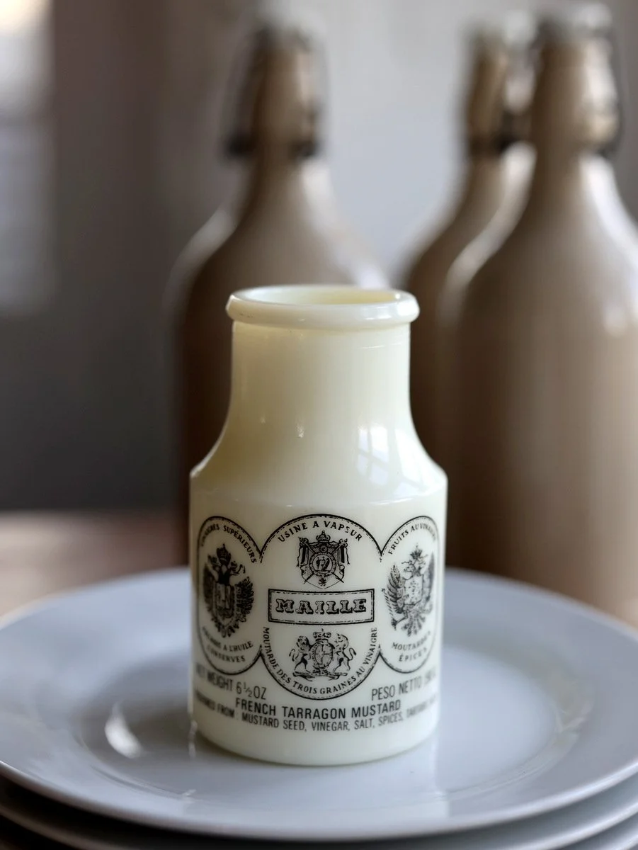 Maille Tarragon Mustard Jar – French Milk Glass