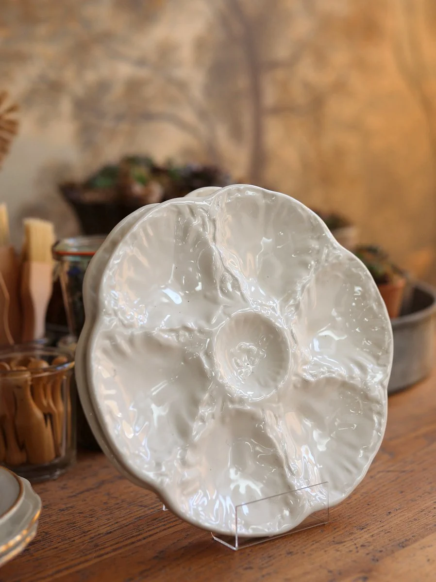 Set of Two Vintage Gien Porcelain Oyster Plates
