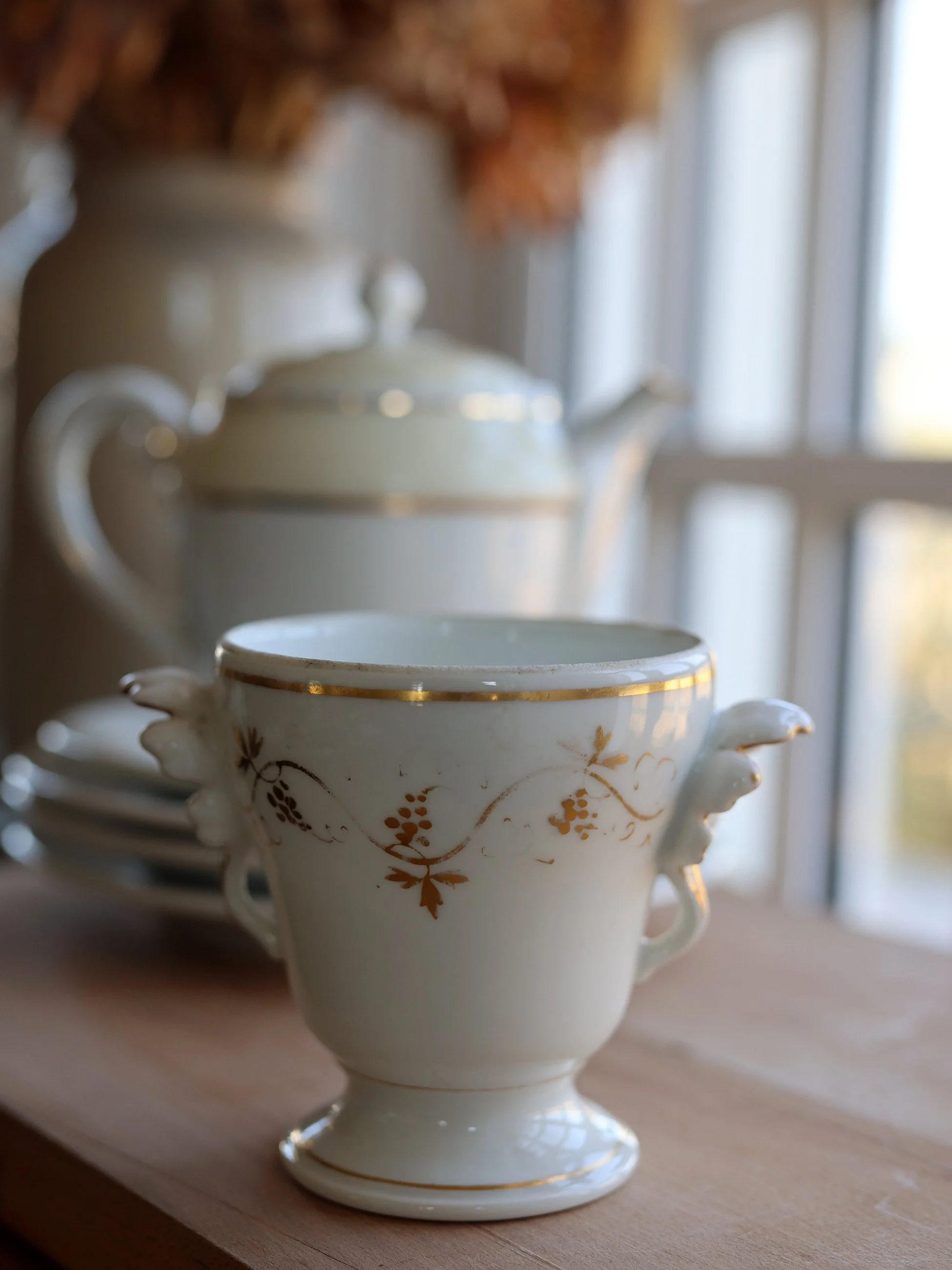 Antique French Porcelain Footed Bowl