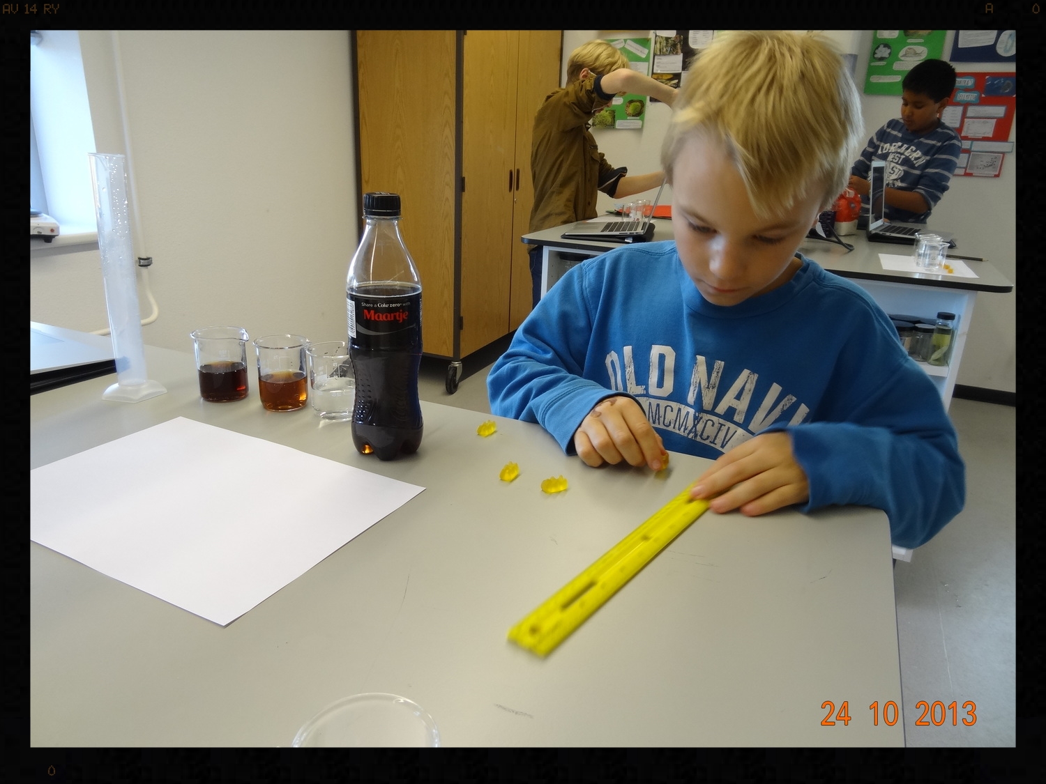 My 6th grader in the lab.