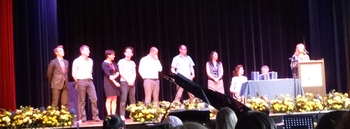 MS teachers giving out awards. I'm at the podium for the MS science award.