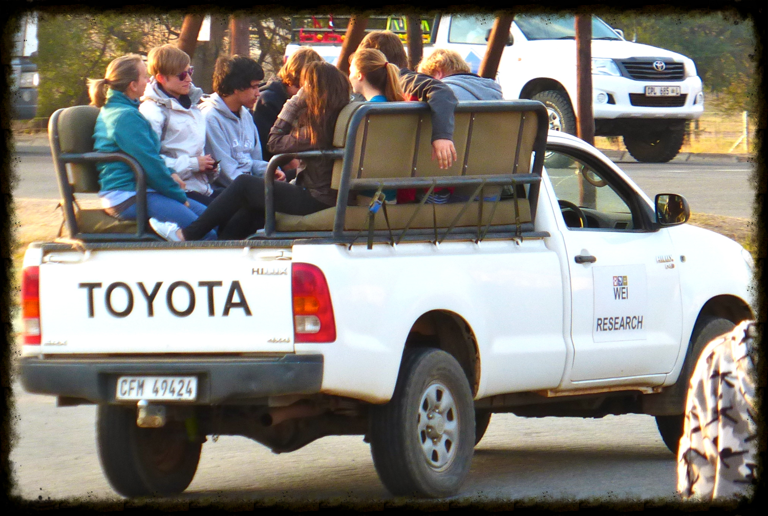 In the open pick-ups heading to our destination of the Balule Reserve. photo courtesy of Chanthea de Jonge