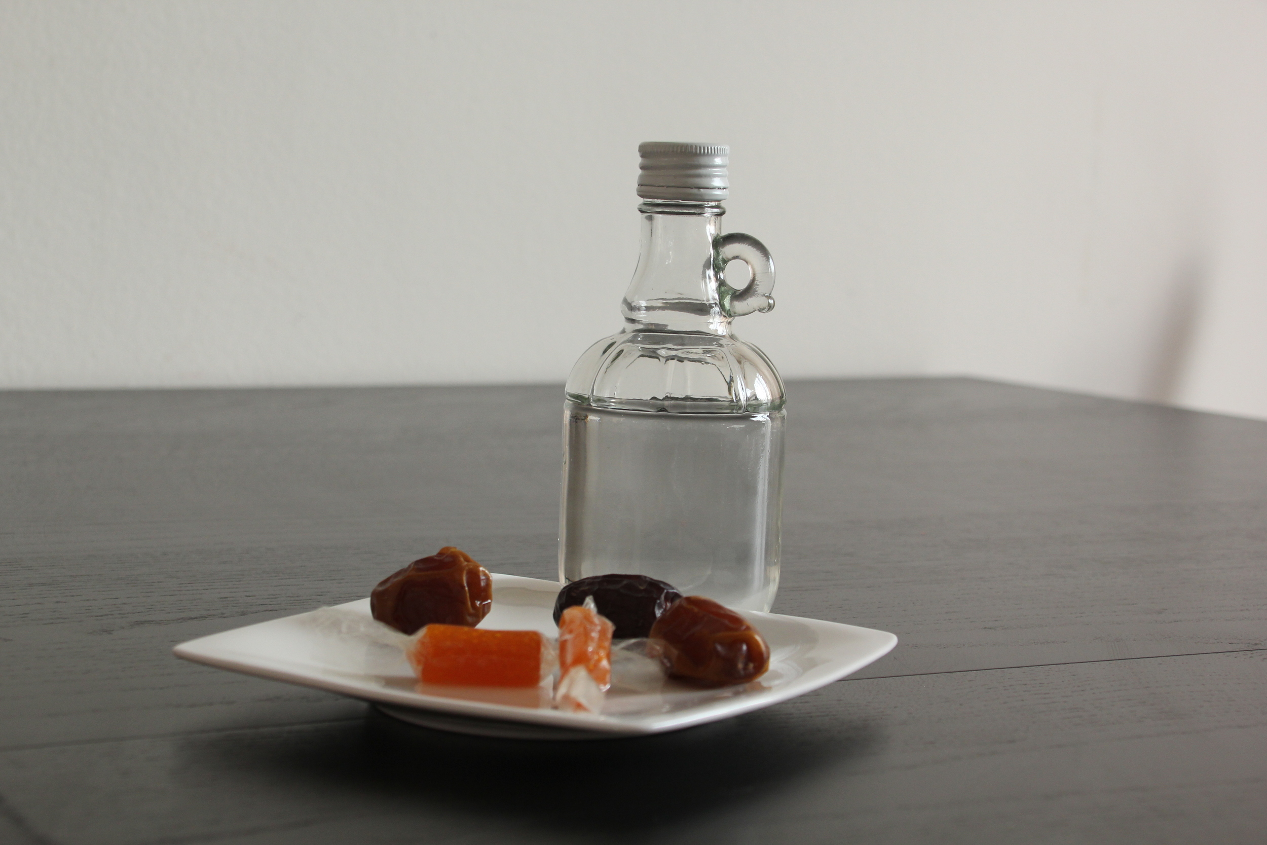 Dates, dried apricots and Holy Water.