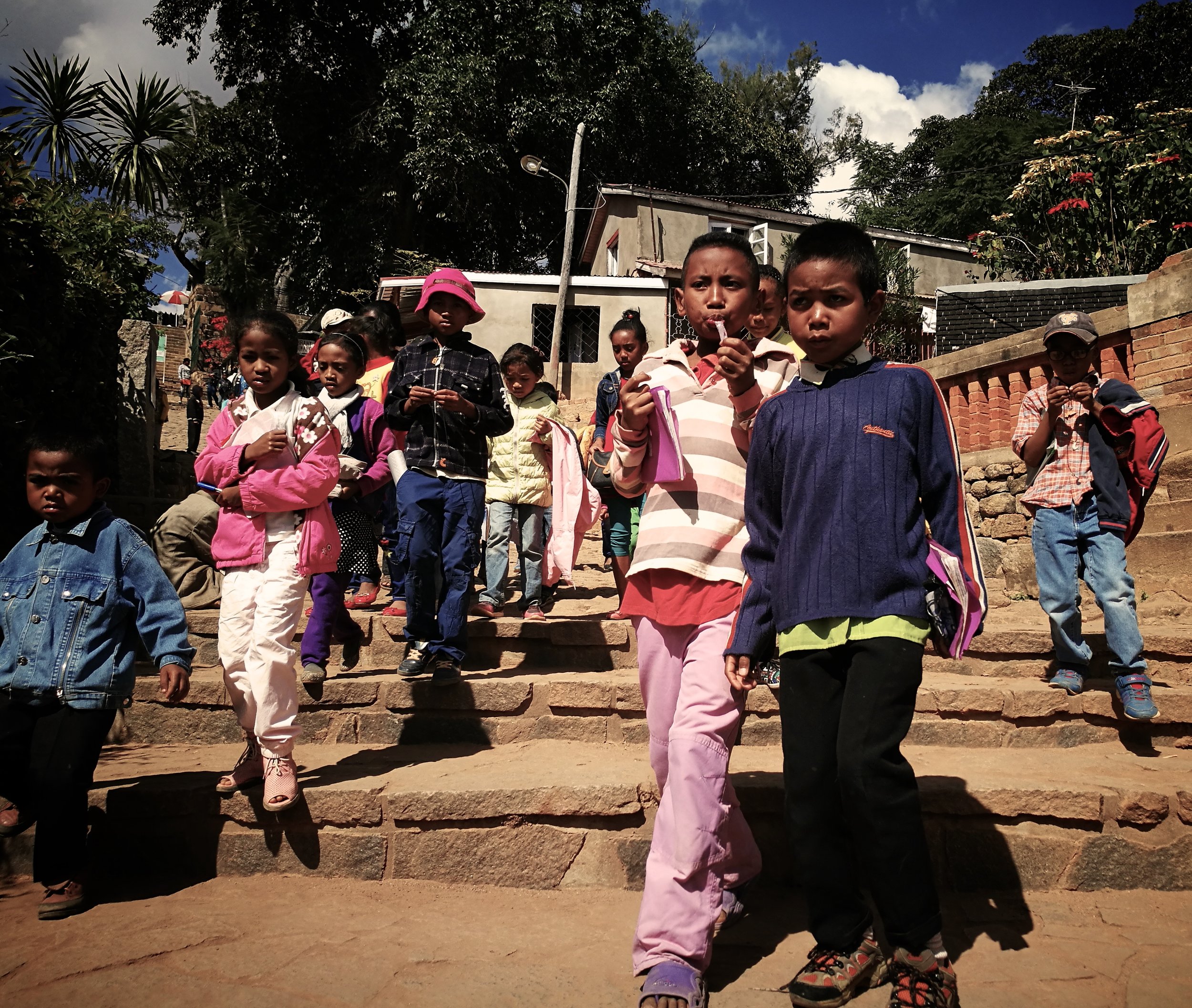 Cultural Steps School children revel in their time out of class and enjoy weaving their way through an ancient palace.
