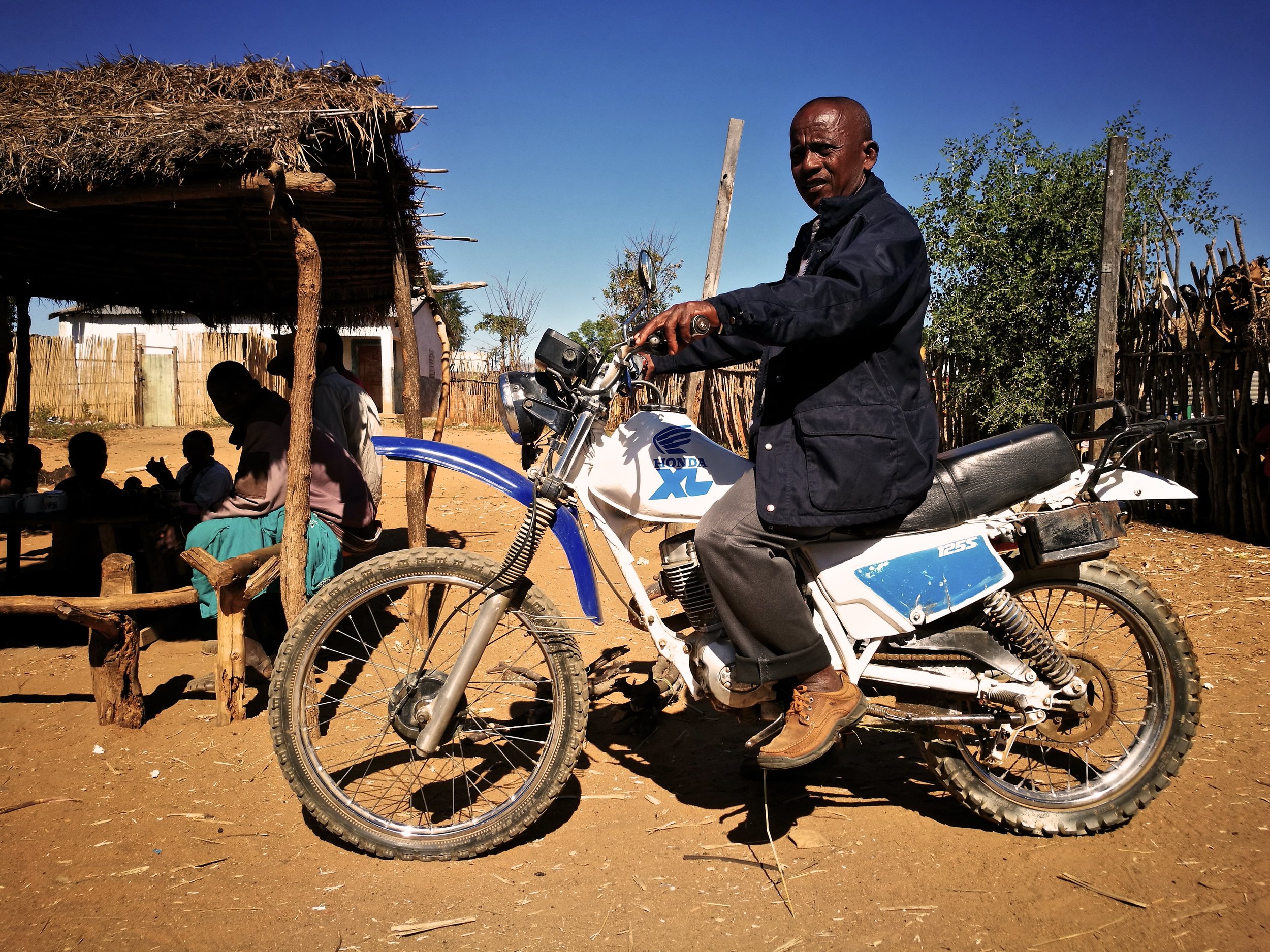 Park and Ride Motorbikes are a common and convenient mode of travel along dusty highways. 