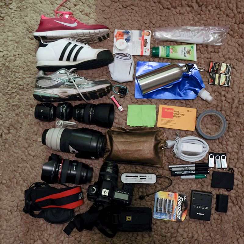 This is not everything. There are also jackets, extra shirts, extra socks, cell phone chargers, more bobby pins than you can imagine....and more. I'm sure there will be more.