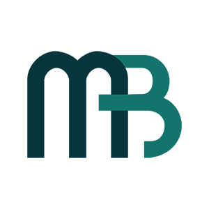 A stylized logo with the letters M and B interconnected and the number 3, in shades of dark teal and cyan.