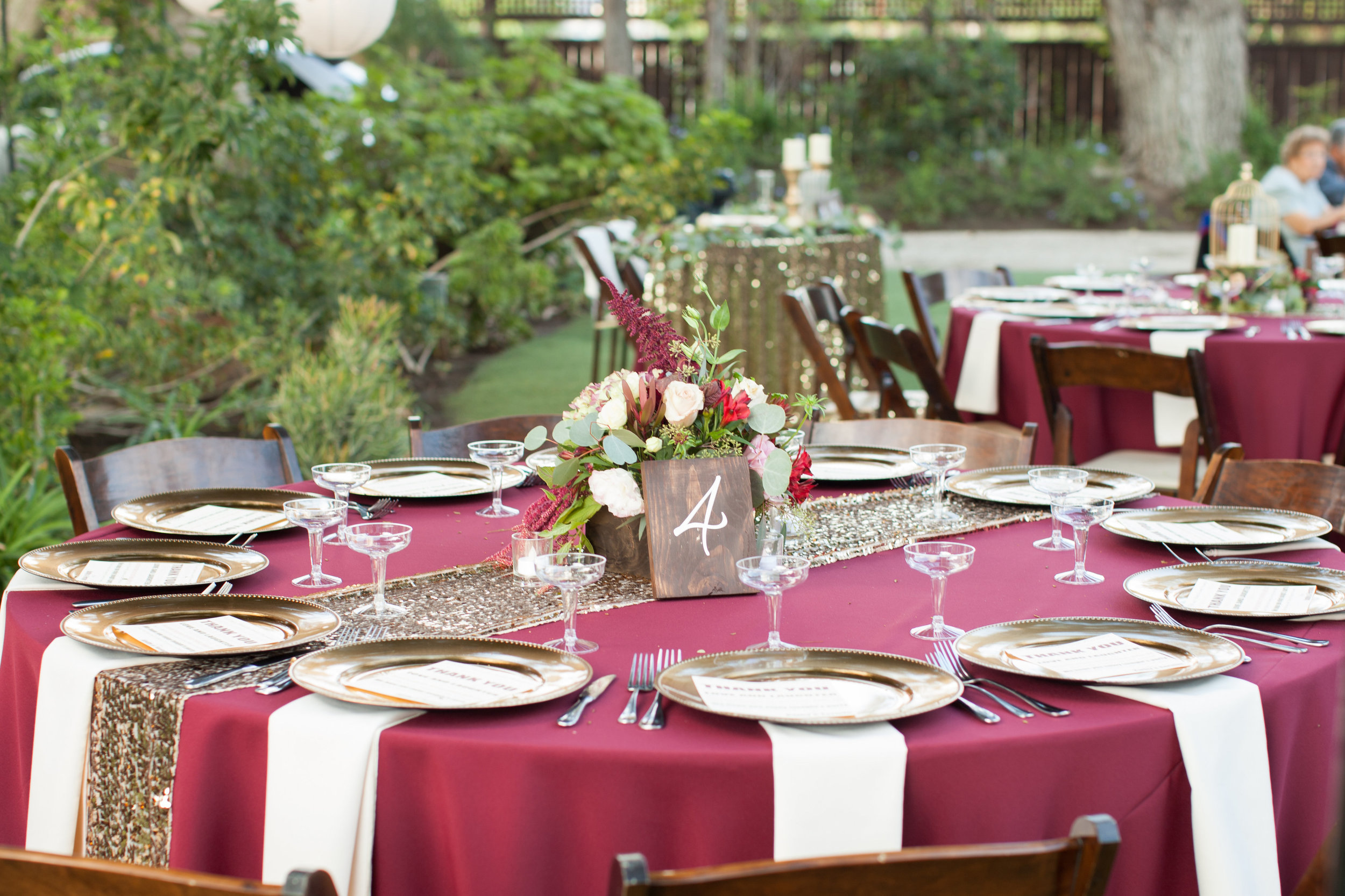 merlot and gold tablescape by Down Emery Lane.