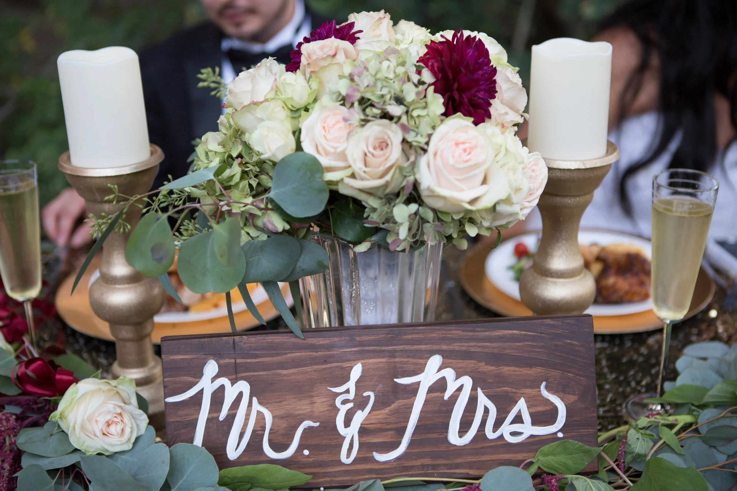 Merlot and blush flowers by Down Emery Lane.
