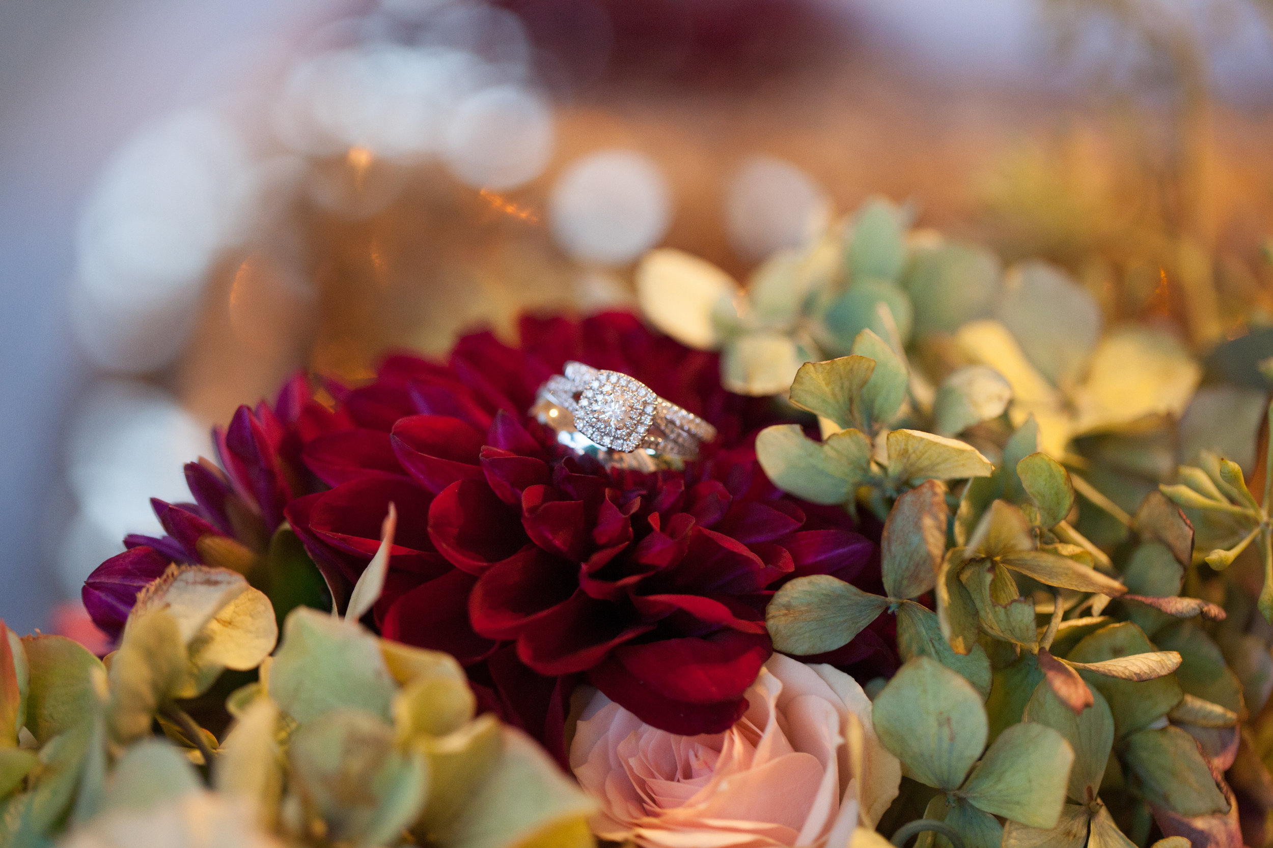 Burgundy dahlias & Antique hydrangea bouquet by Down Emery Lane.