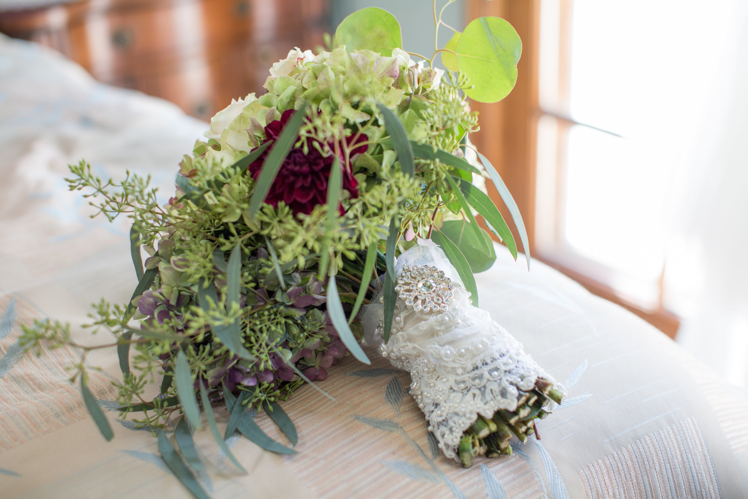 Bridal Bouquet wrapped in lace by Down Emery Lane.