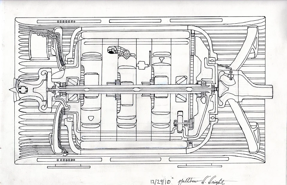 Above is an original hand drawing of the CATRE-I concept intended for electrical power generation only. This concept is unmatched for size, scalability, smoothness of operation and most importantly power density.
