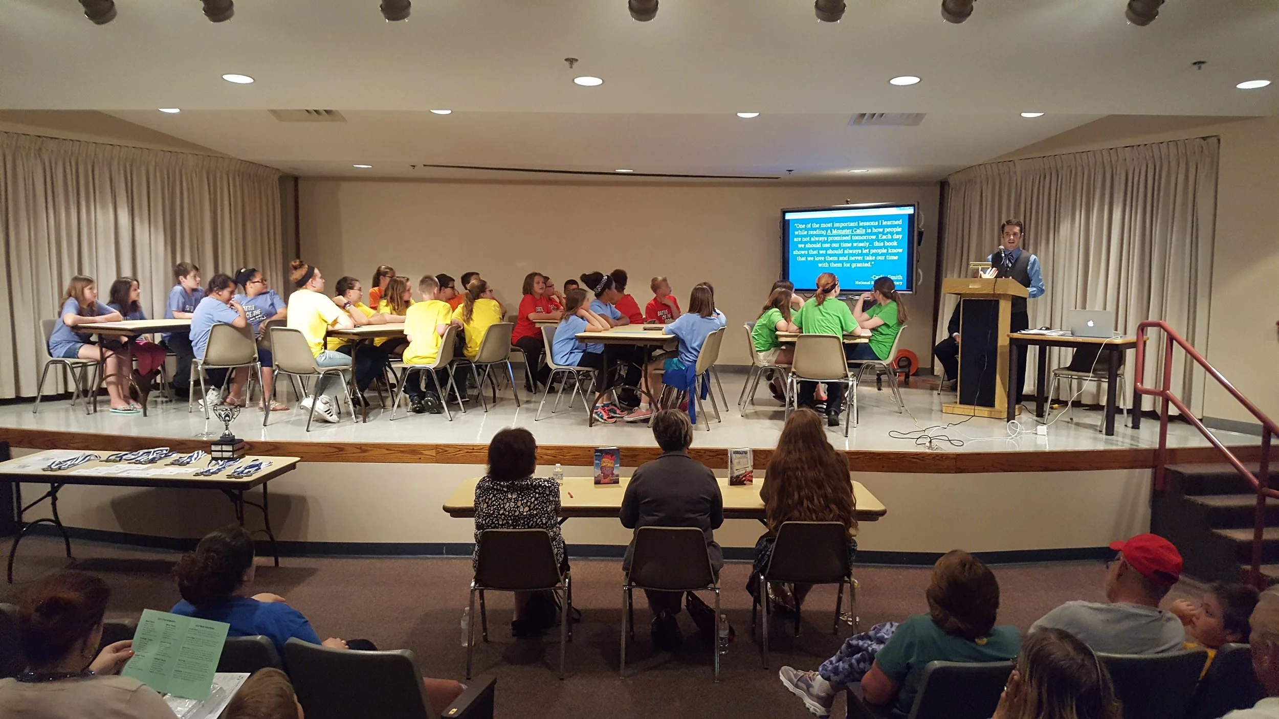 Students prepare to launch into Round 1 of the 2017 Battle of the Books competition.
