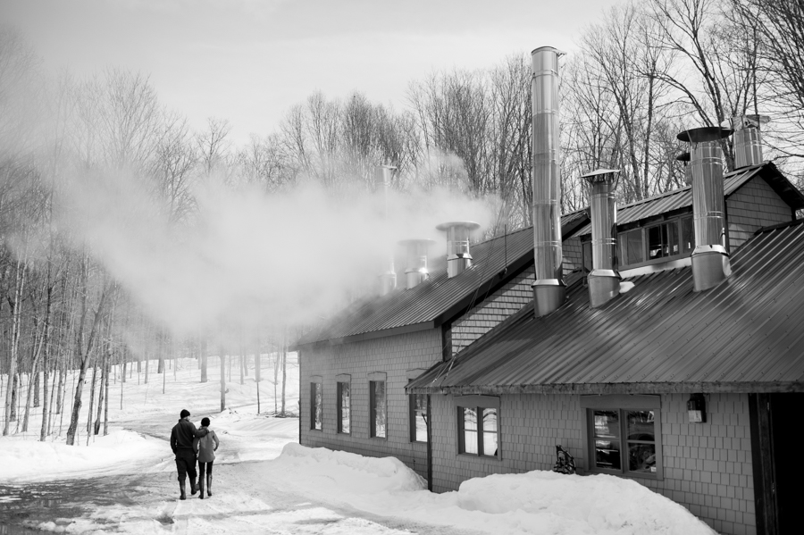 Boiling sap at the sugar camp