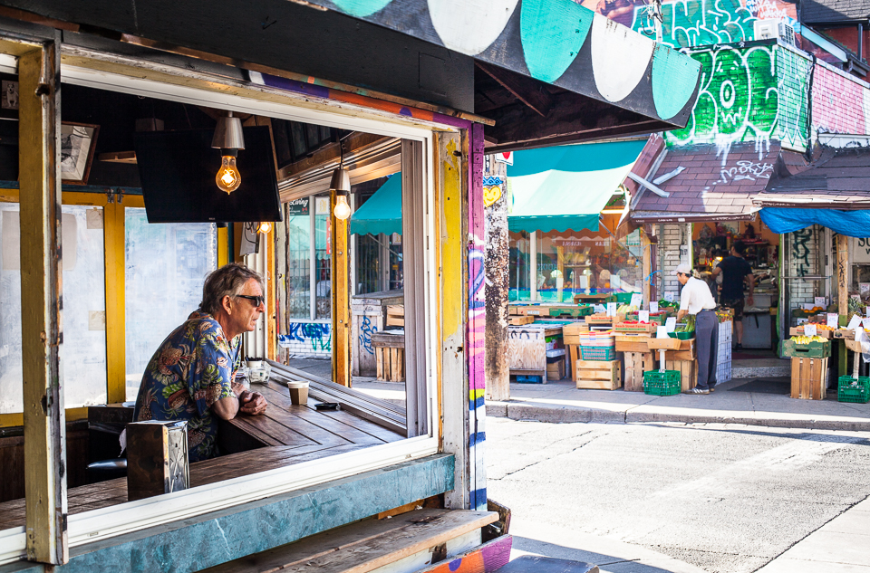 Morning coffee in Kensington Market. 