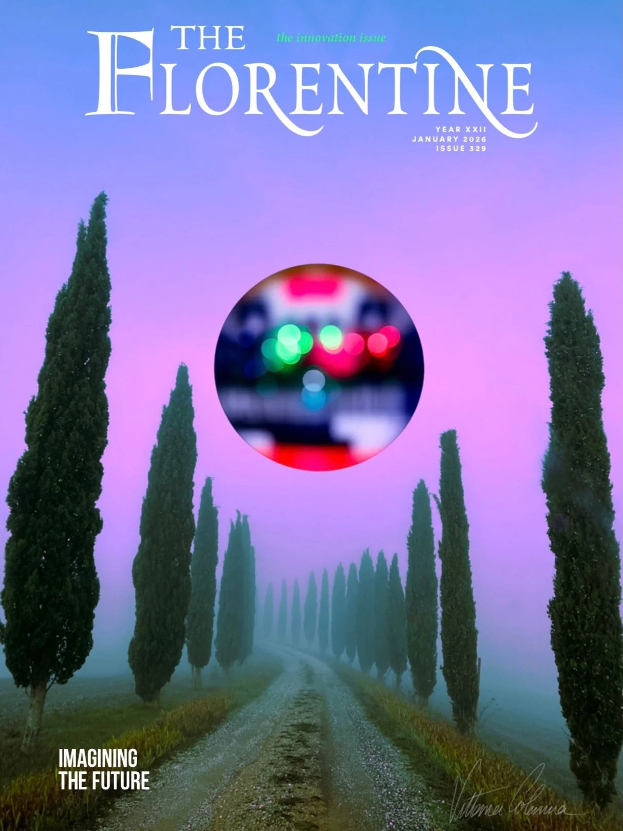 I&rsquo;m honoured to have my artwork featured in the January 2026 issue of @theflorentine, themed Imagining the Future.
A fusion of textile and digital art on the cover, rooted in Florence&rsquo;s long tradition of innovation while looking firmly ah