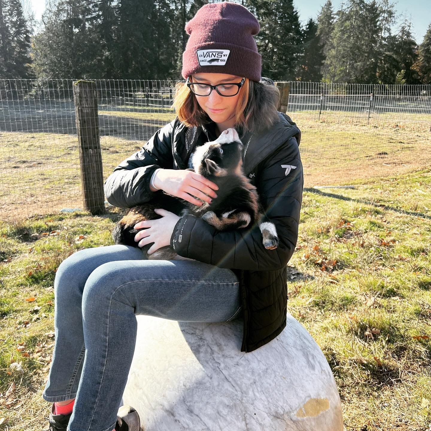 Thanks to some awesome teenagers who volunteer at @oregonhumane we were able to meet up for Donuts with Donkeys on the farm! (With baby goats, chickens and a pig 🐷💕Always so fulfilling to share the farm with the young kind-hearted 🥰