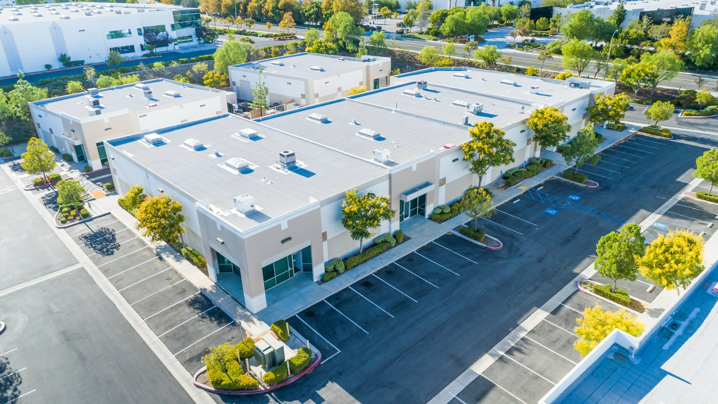 Aerial View of Commercial Office Building  Photography