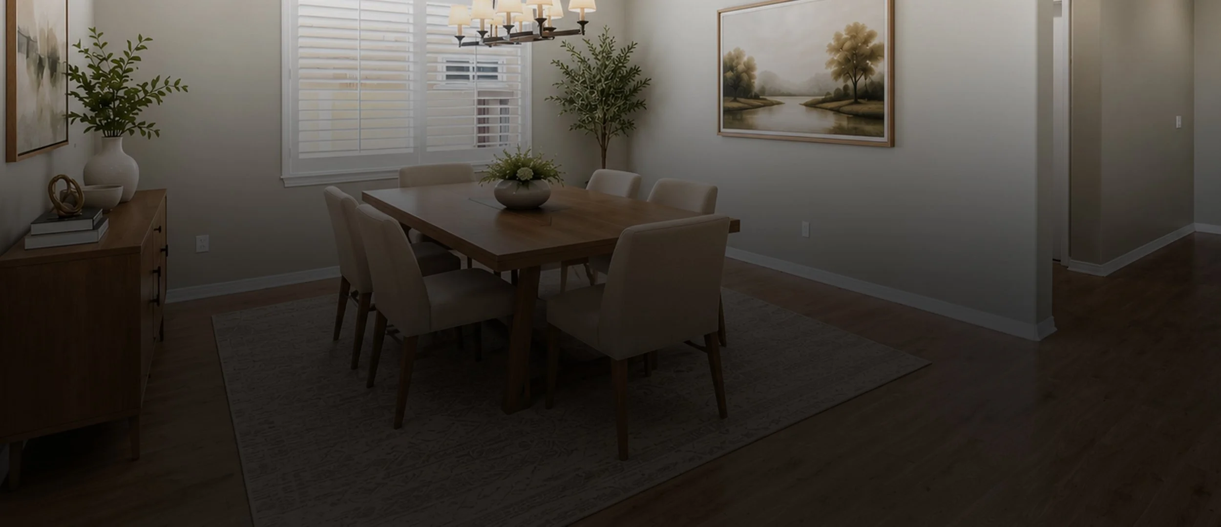 Virtually staged living room demonstrating professional virtual staging for vacant real estate listings.