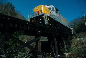 Here is 1315 on the Robinette bridge, a favorite photo location on the line.