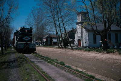  At the former canal town of Metamora, we walked the train through town on normally unused track to get some very unique images downtown. 