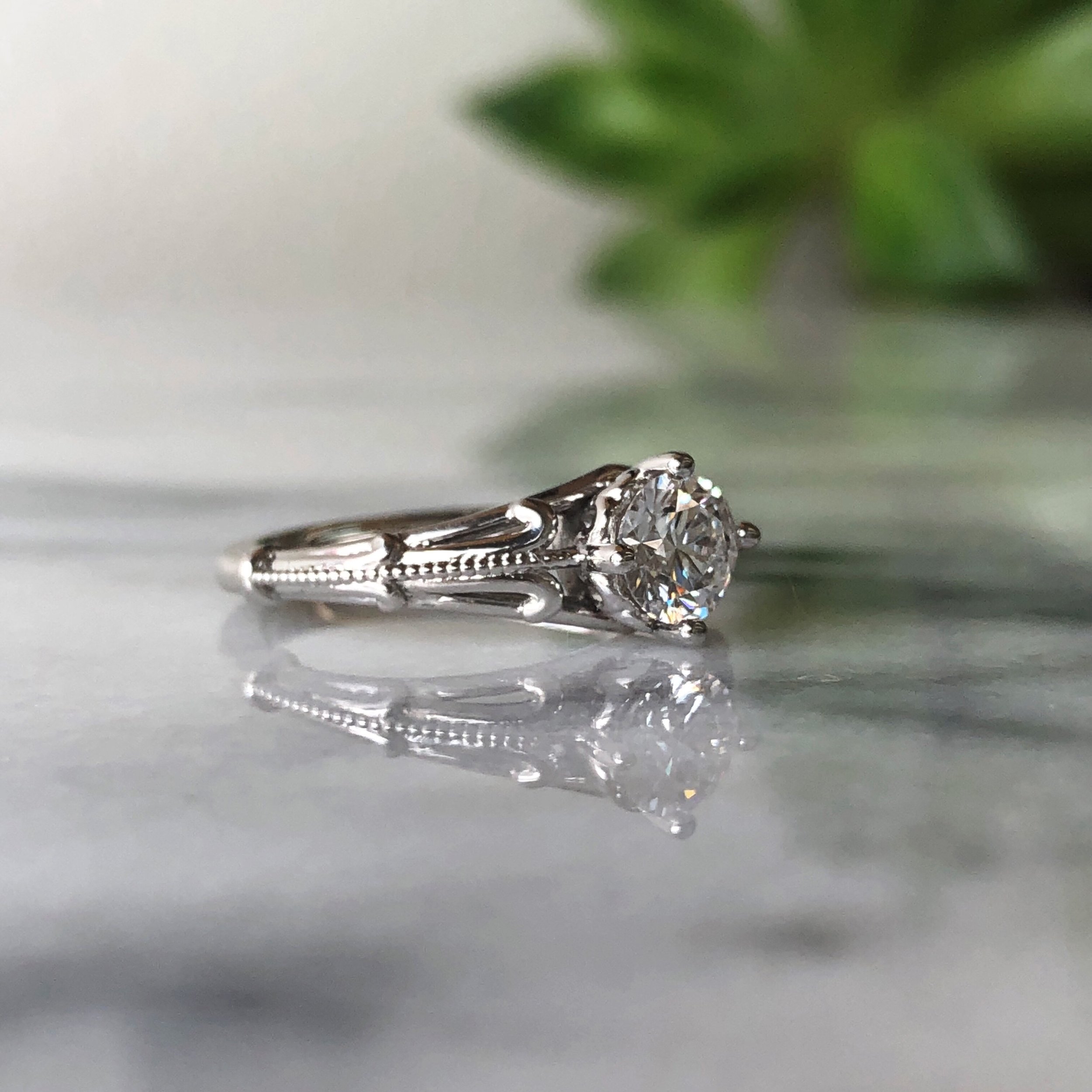 Ashley Engagement Ring - 14k white gold + diamond