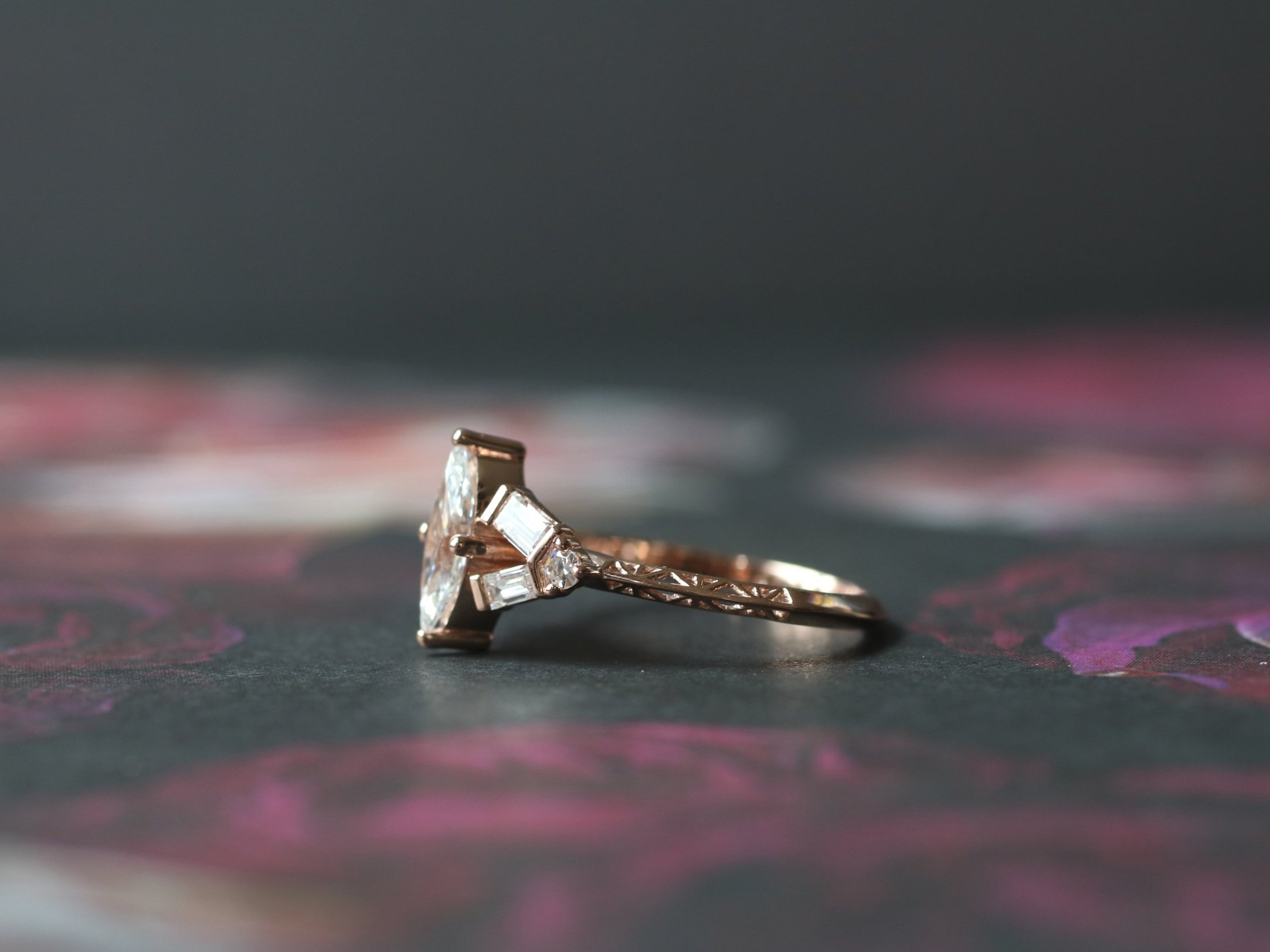 KELLY ENGAGEMENT RING - HEIRLOOM DIAMONDS + 14K ROSE GOLD