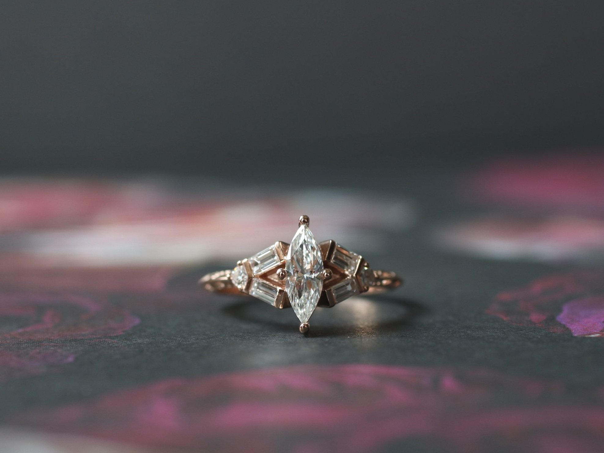 KELLY ENGAGEMENT RING - HEIRLOOM DIAMONDS + 14K ROSE GOLD