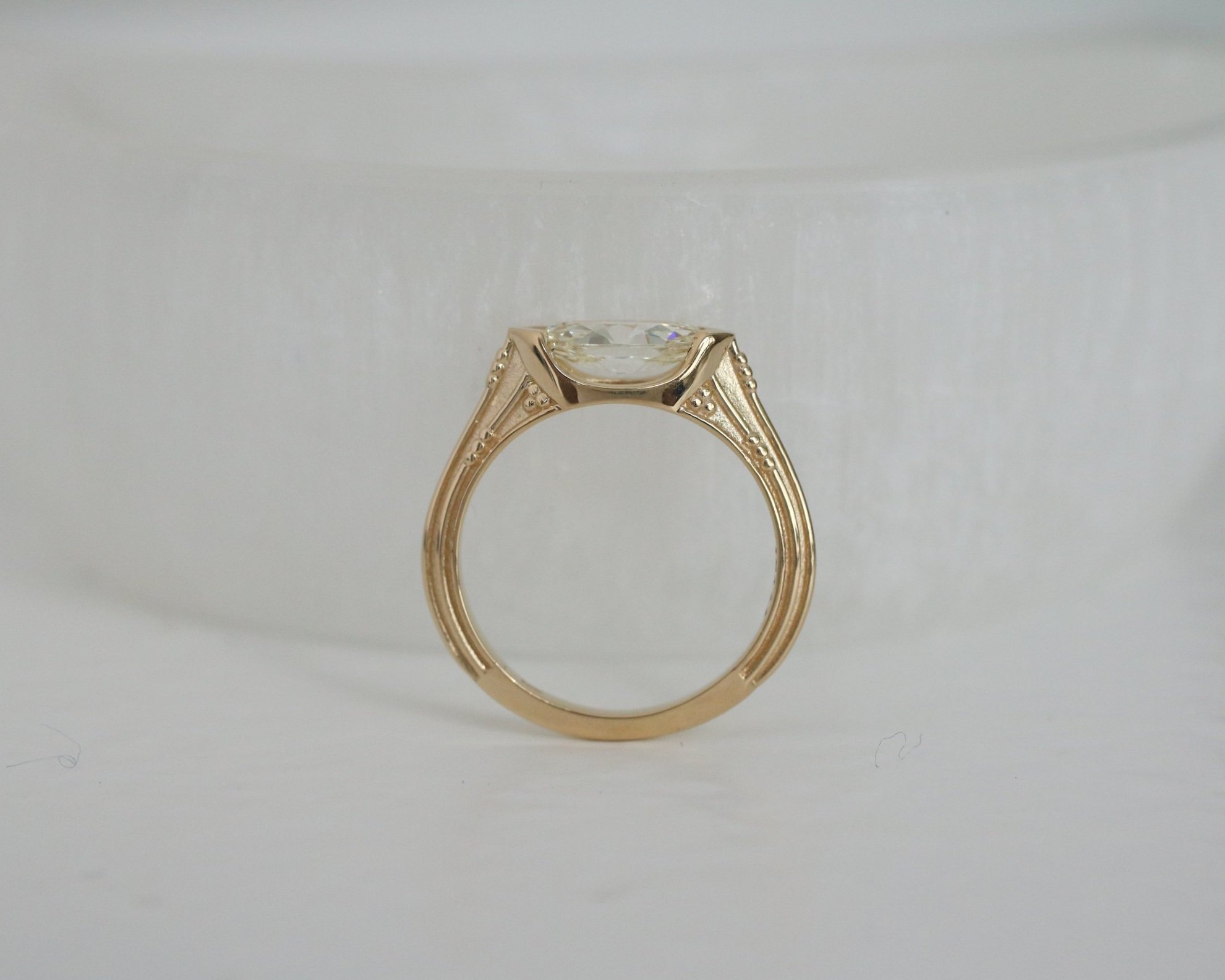 BRITTANY ENGAGEMENT RING - 0.70CT NATURAL MOVAL DIAMOND + 14K YELLOW GOLD