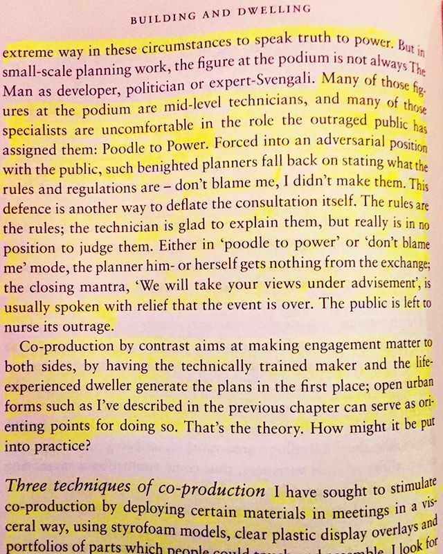 Co-Production / Co-Creation, nothing more and nothing less! From Building and Dwelling: Ethics for the City by Richard Sennett #coproduction #cocreation #buildinganddwelling #books #holonomyresearch #designresearch #cities #publicengagement