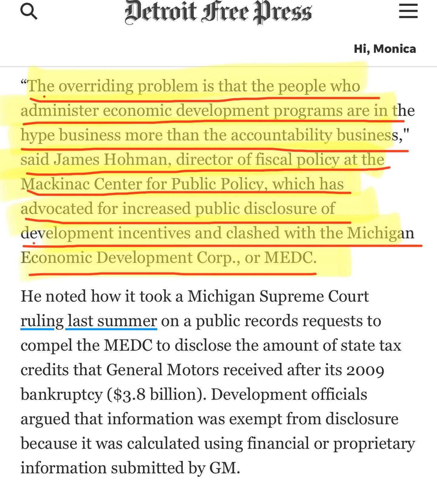 Update on the State of Michigan &ldquo;Economic Development&rdquo; 

#neweconomy #symbiotic #publicprivatepartnerships #valuecreation Vs. #parasitical #valueextraction #econimicdevelopment #subsidies #transformationalbrownfield