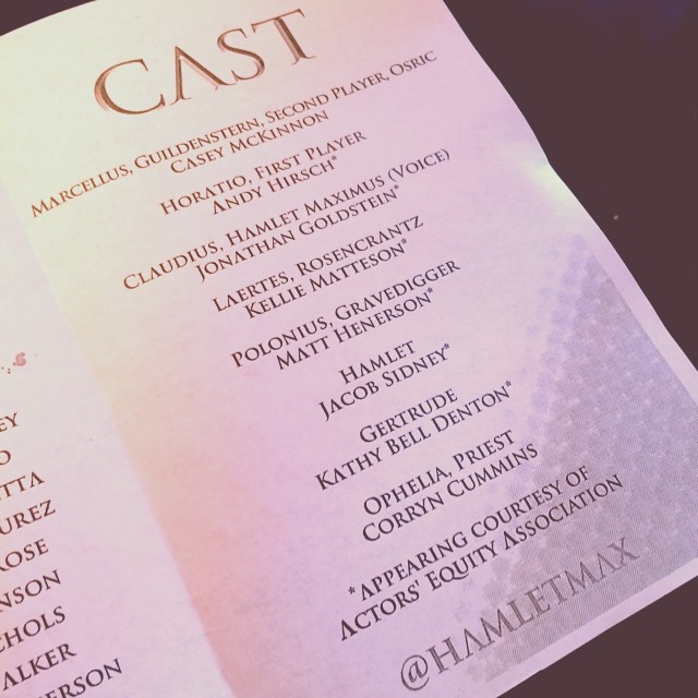 "Look at that! @caseymckinnon on top of the cast list of #hamletmax . Proud of my love!" - @rudyjahchan on Instagram