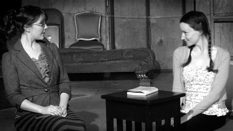 Erin Barnes and Casey McKinnon face off in a scene from The Importance of Being Earnest at Antaeus Theatre. (Photo courtesy of Geoffrey Wade )