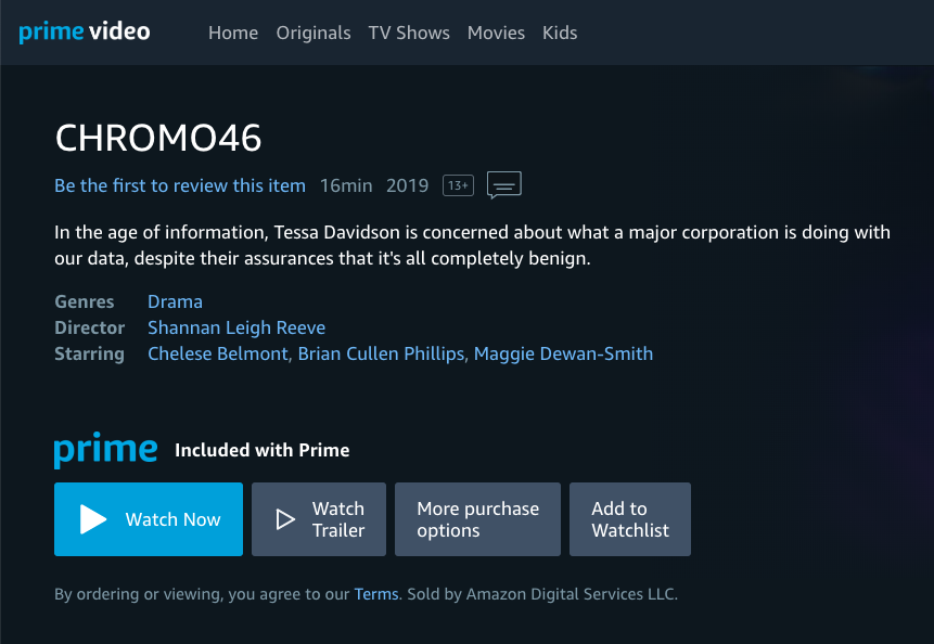 Chromo46 now available on Amazon Prime