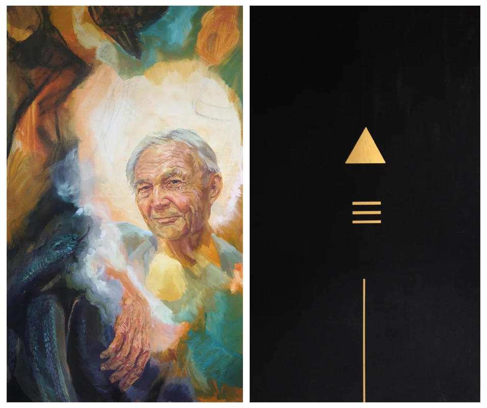 Both Jonathan and I made pieces for the show. To the left is the Spirit of Reclamation, and on the right is Jonathan's painting, Beyond Breakers.